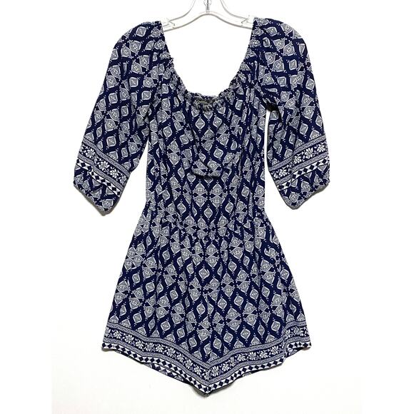Rebecca B Blue White Romper One Piece Womens 2 Coastal Nautical Preppy Boho - Picture 1 of 10